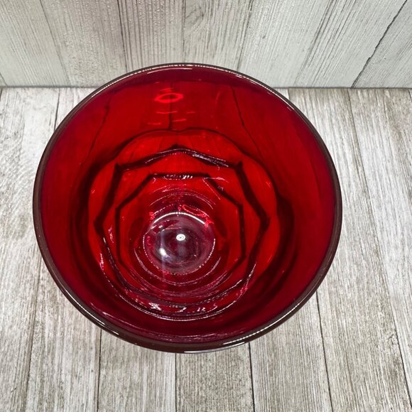 Vintage Viking Georgian Ruby Red Water Wine Goblet Honeycomb Design 6" Tall - Picture 3 of 7